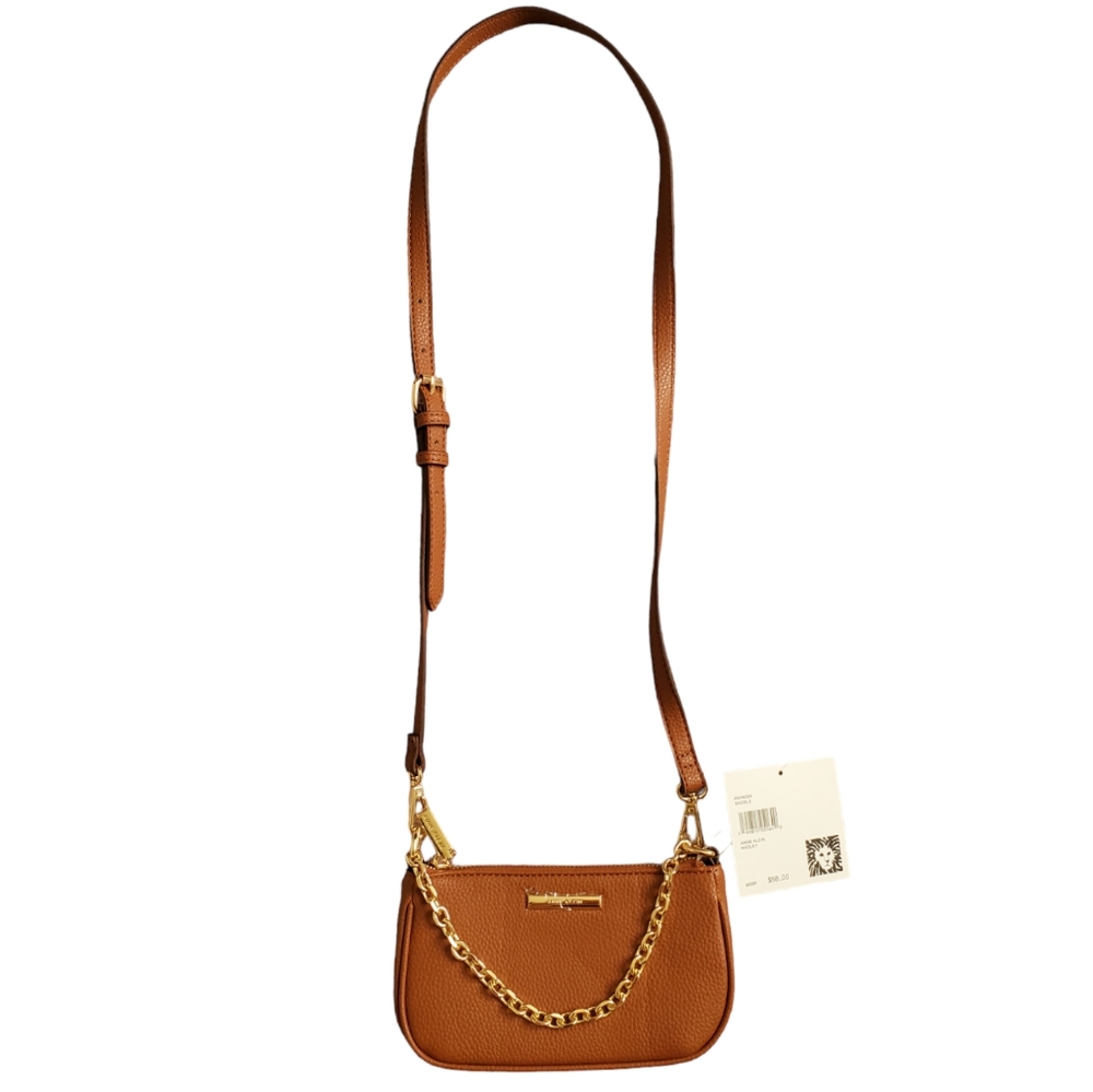 Anne Klein Brown Crossbody Bag with Gold Chain Accent